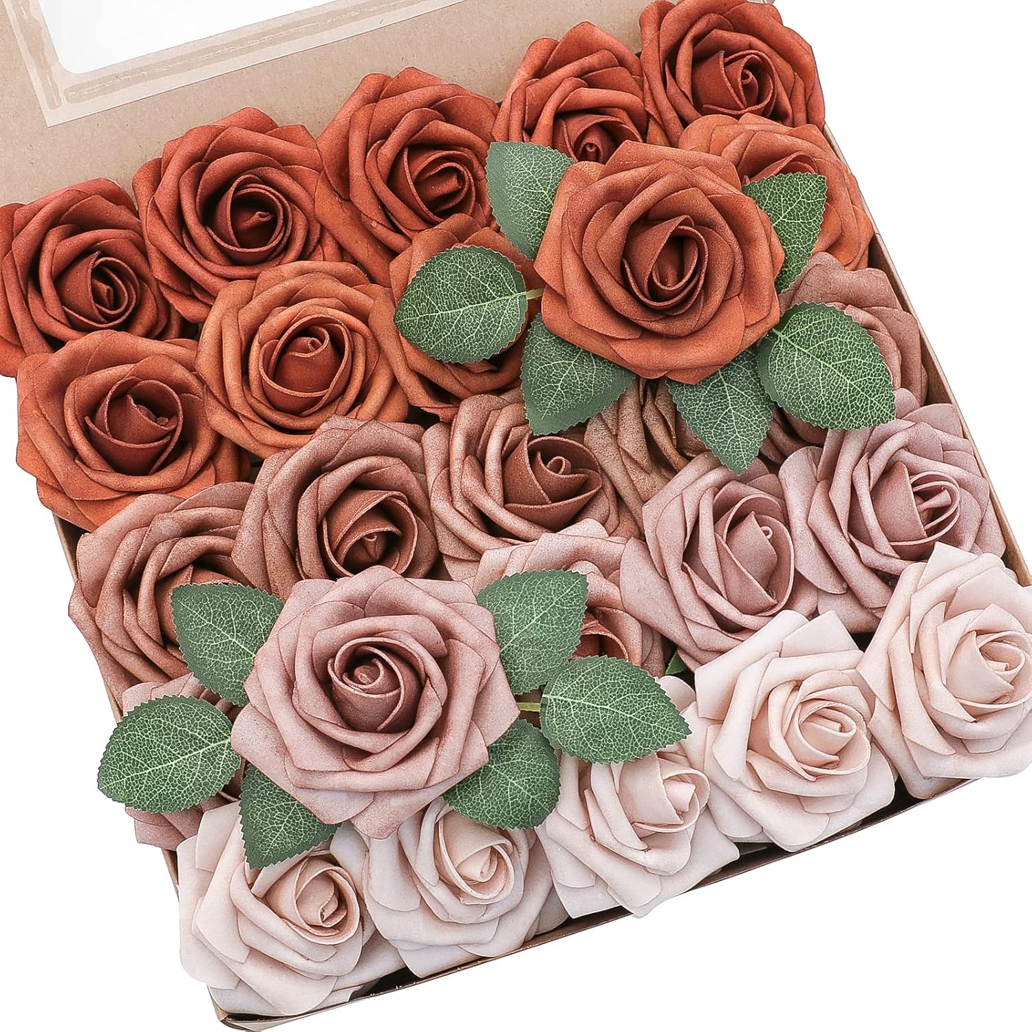 Beige Artificial Flowers — 3" — Shades of Burnt Orange (New)
