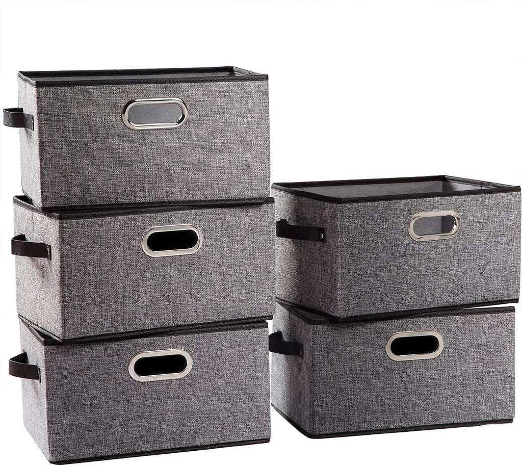 Beige Storage Bin — 7" — Grey&black Trim