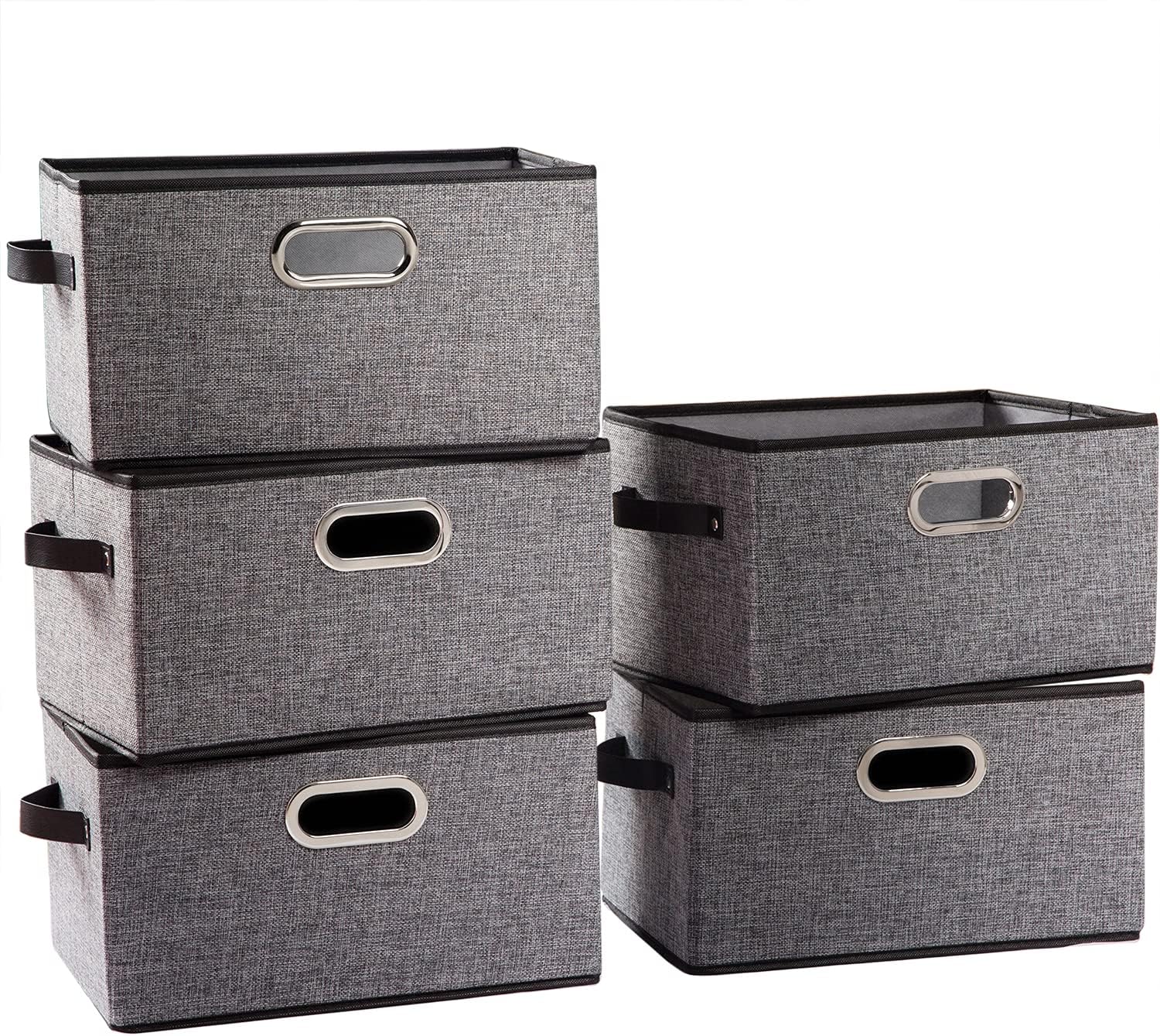 Beige Storage Bin — 7" — Grey&black Trim
