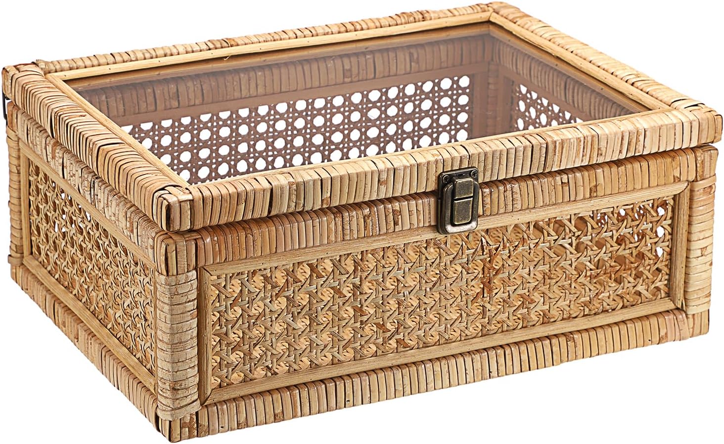 Handwoven Boho Beige Storage Basket — 11" — Large, 14"x10"x5.7"