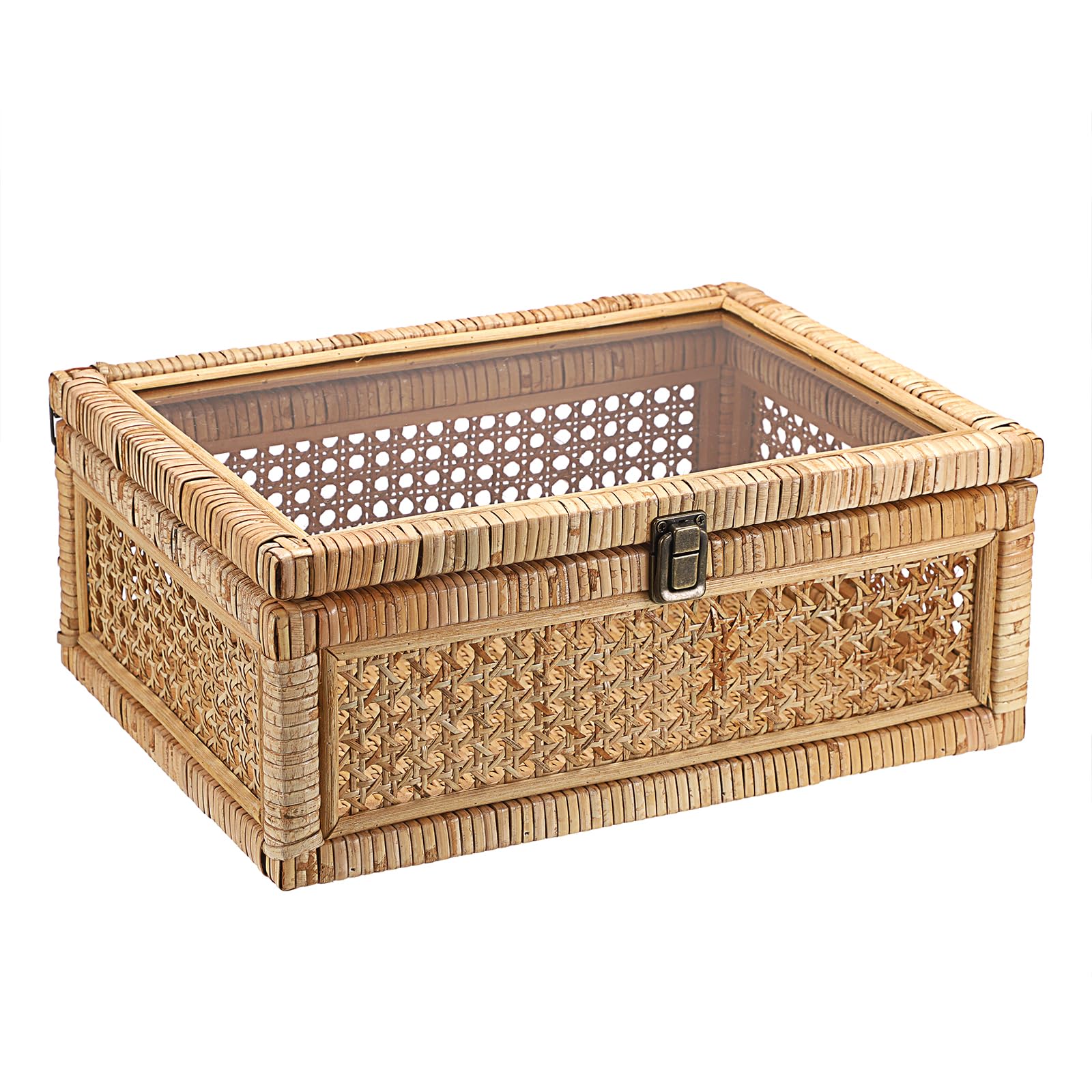 Rectangular Boho Beige Storage Basket — 14"