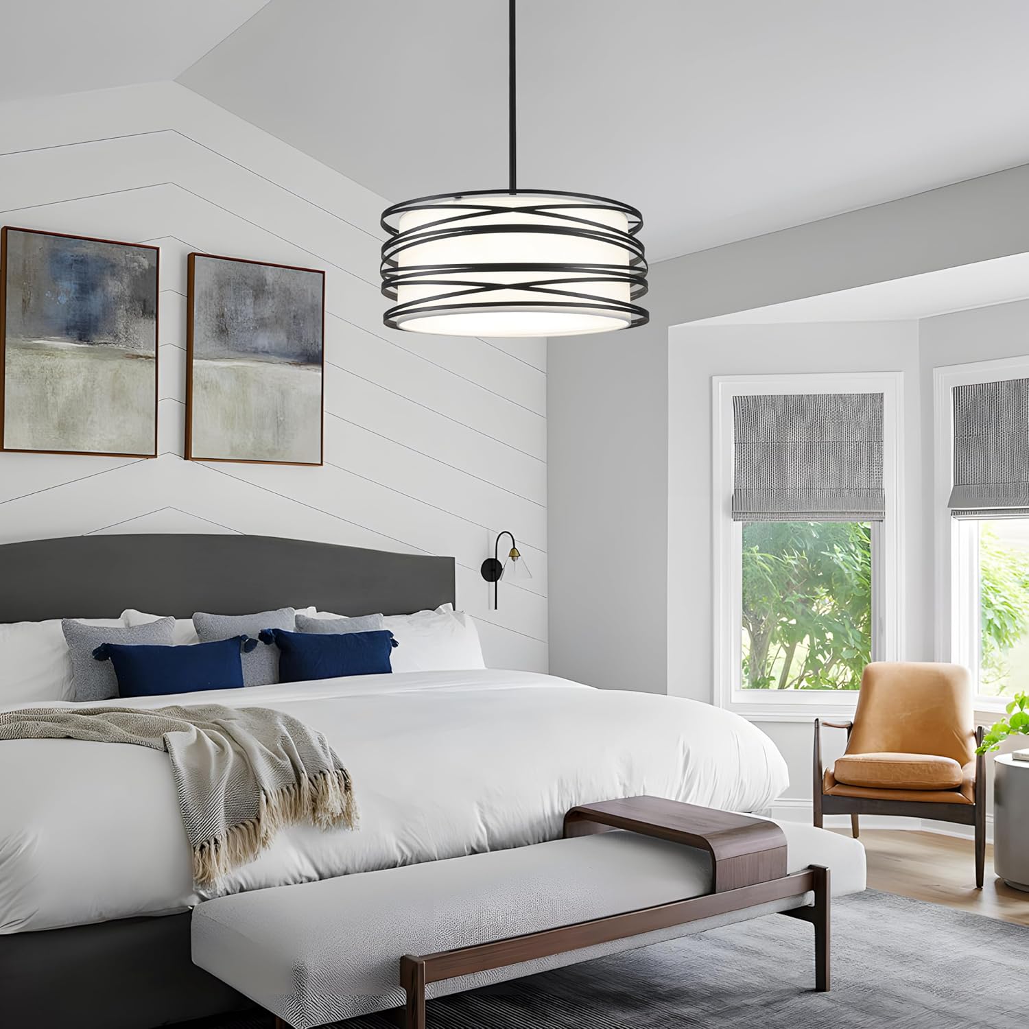 Farmhouse Black Chandelier — 3-Light - View 9