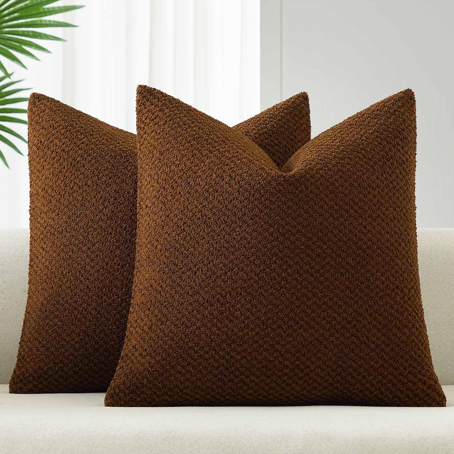 Boho Beige Throw Pillow Cover — 18" — Coffee Brown