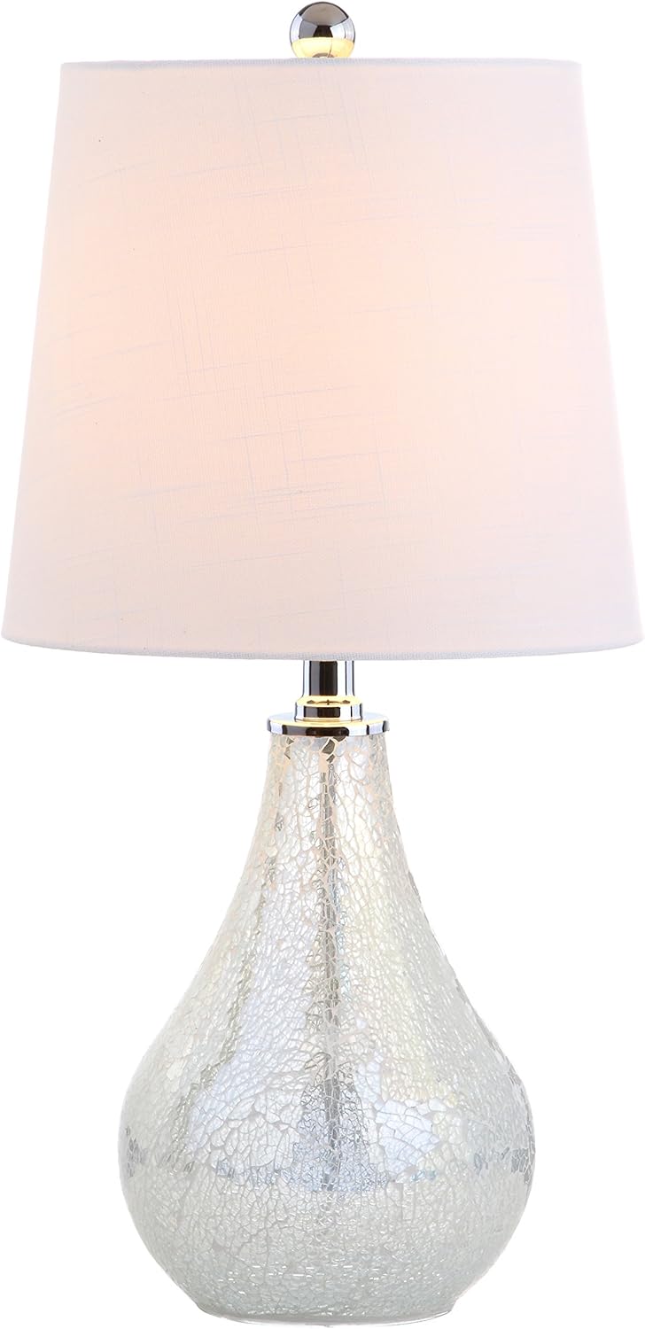 Linen Modern Grey Nightstand Lamp — 20.5" — White