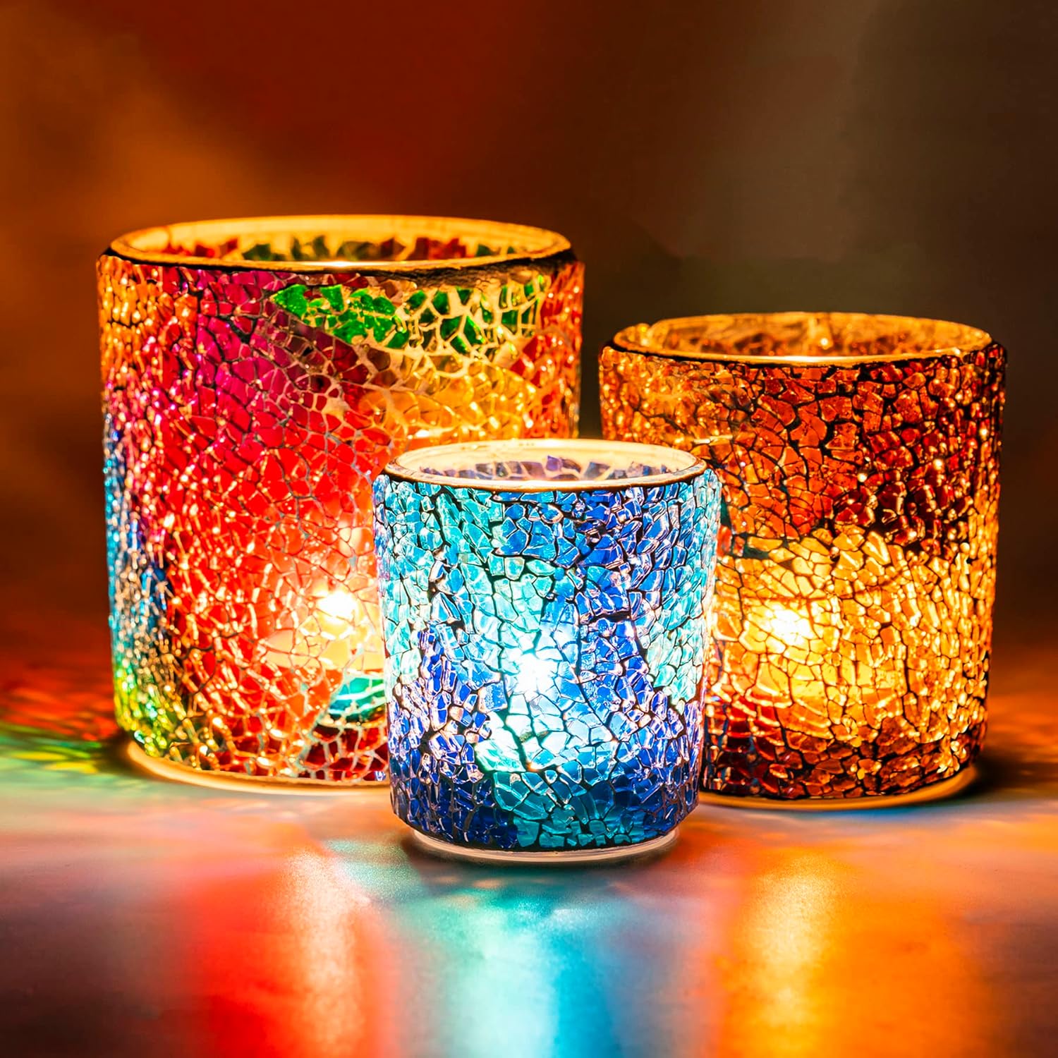 Silver Candle — Set of 3 — Mosaic