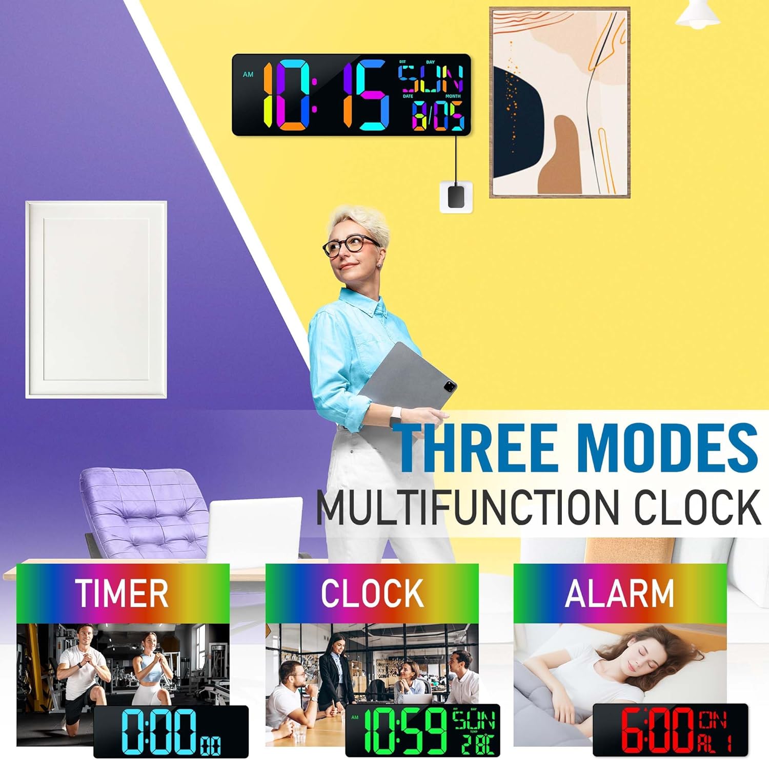Color Changing Blue Wall Clock - View 3