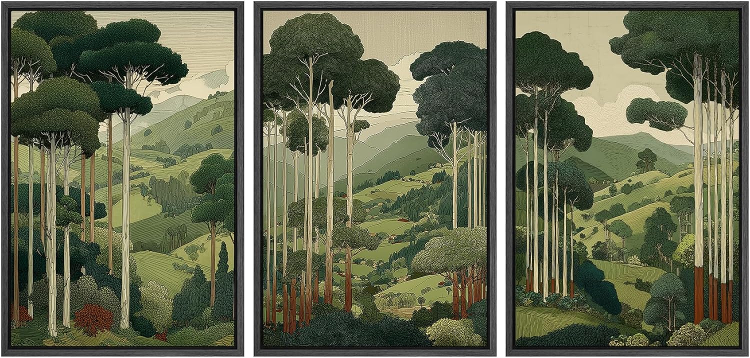 Framed Modern Fabric Wall Art — 24" — 16"x24"x3 Panels Black