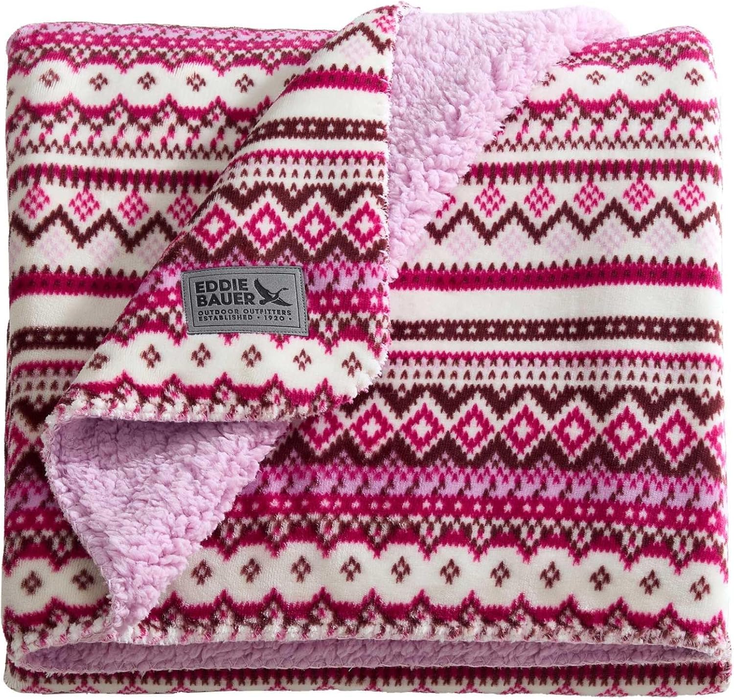Oversized Beige Throw Pillow — 50" — Shelton Fair Isle Purple