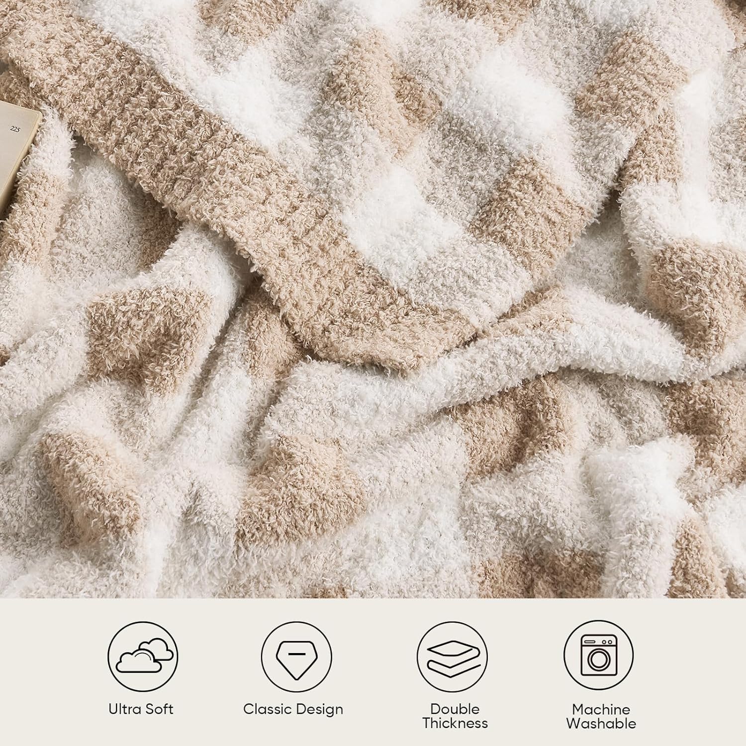Knit Beige Throw Pillow — 50" - View 4