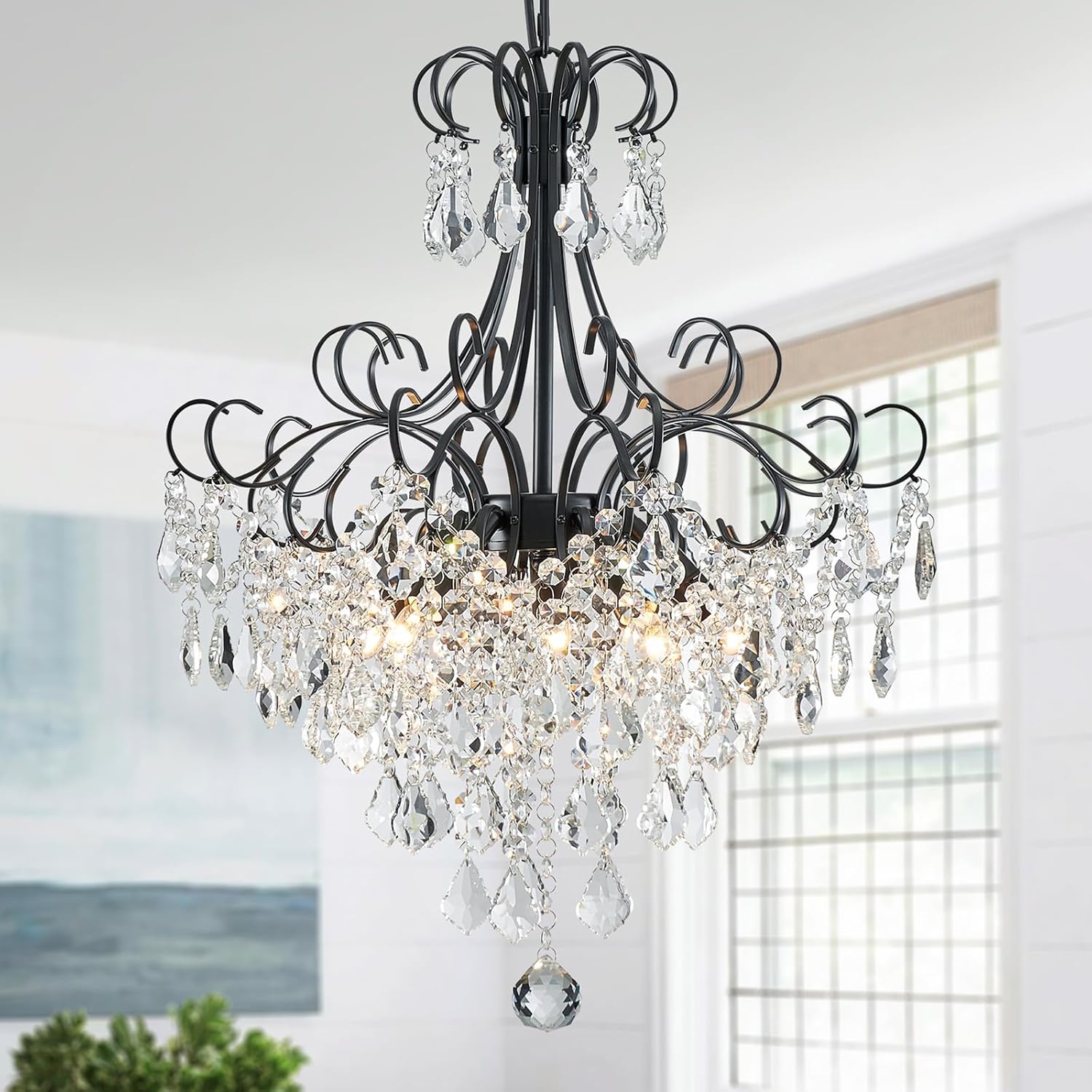 Luxe Black Chandelier — 5-Light — Black