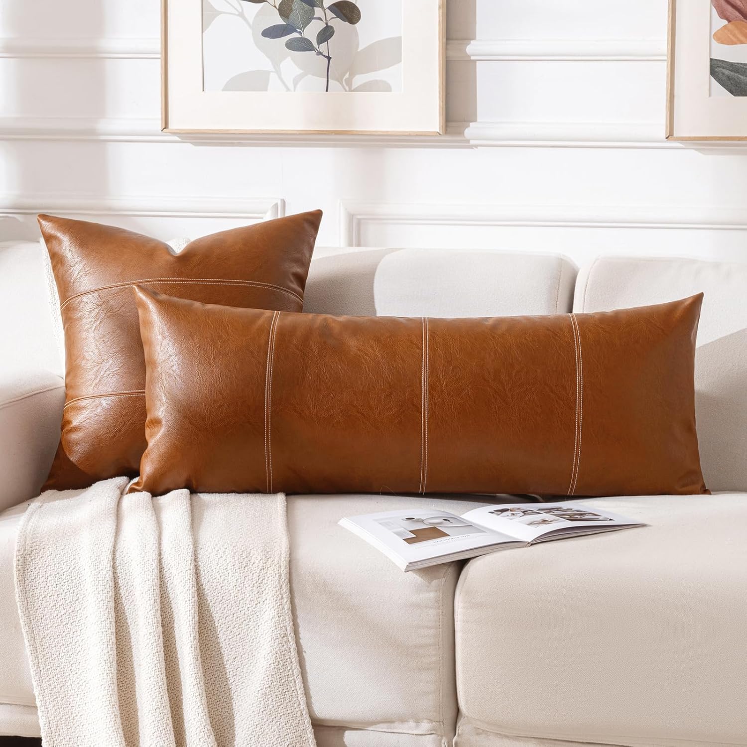 Lumbar Boho Beige Throw Pillow Cover — 36" - View 6