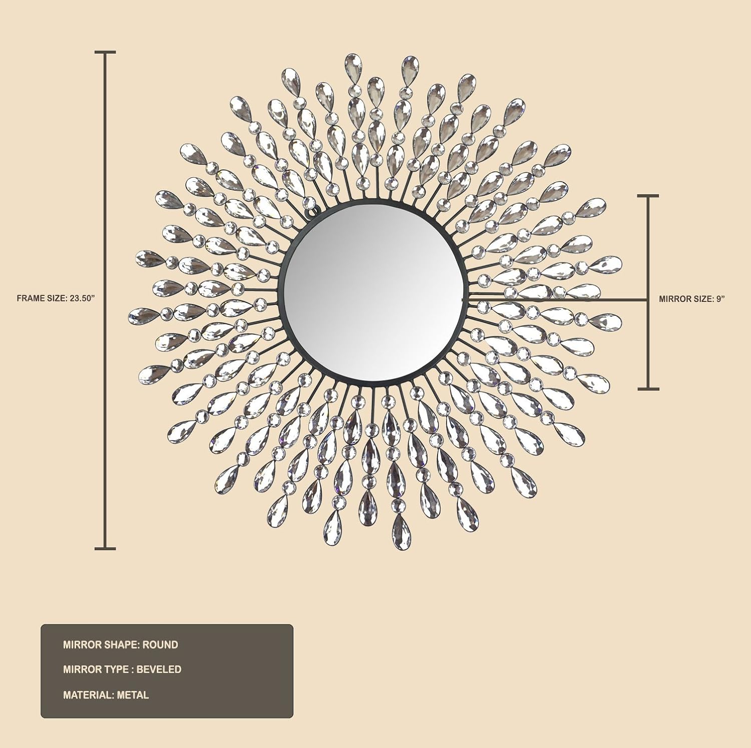 Beveled Luxe Black Wall Mirror — 23.50" - View 7