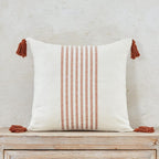 Chenille Boho Beige Throw Pillow Cover — 16" - View 4