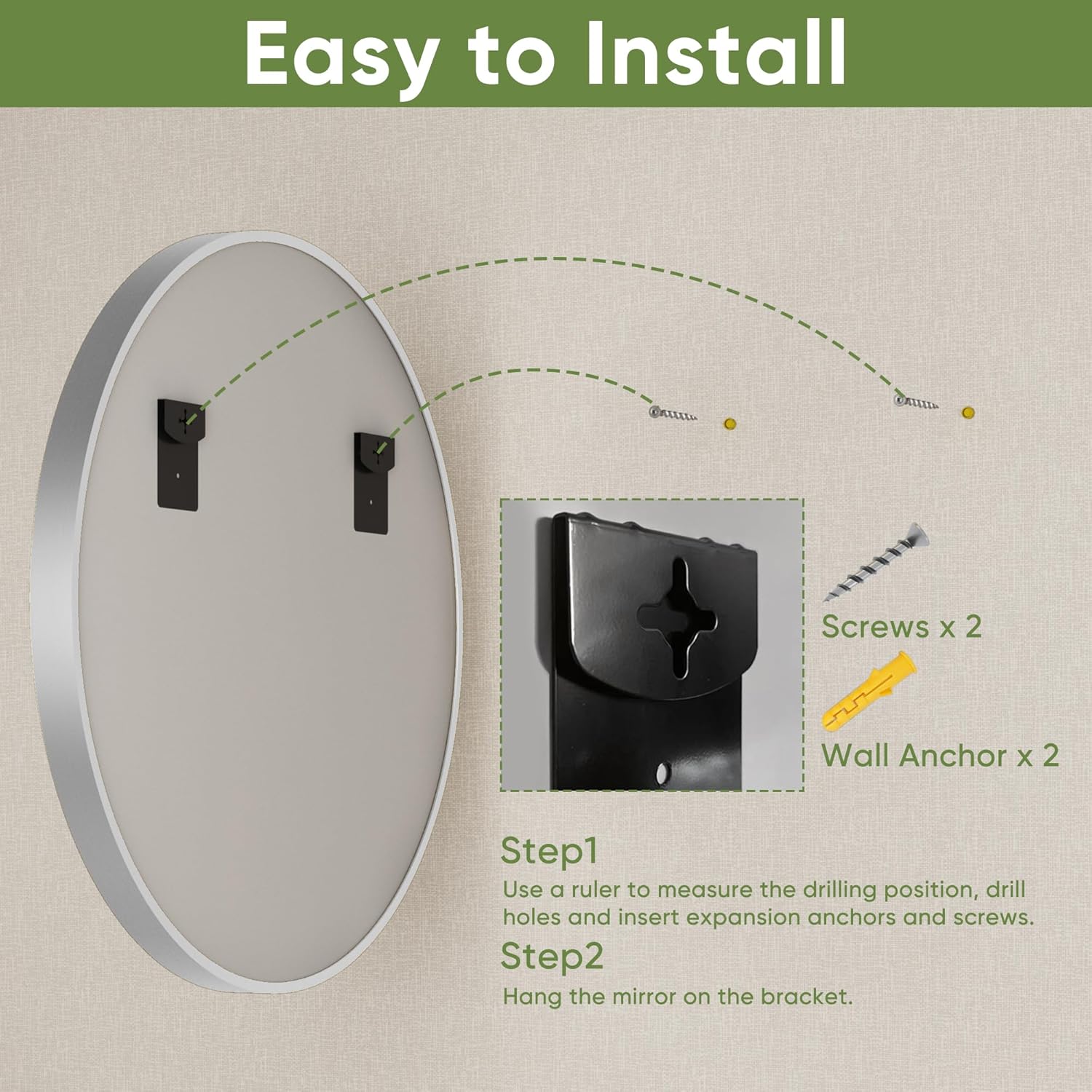 Metal Round Mirror — 30" - View 9