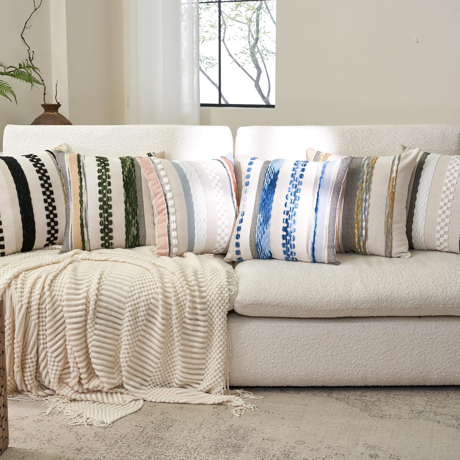 Tufted Boho Black Throw Pillow Cover — 18" - View 7