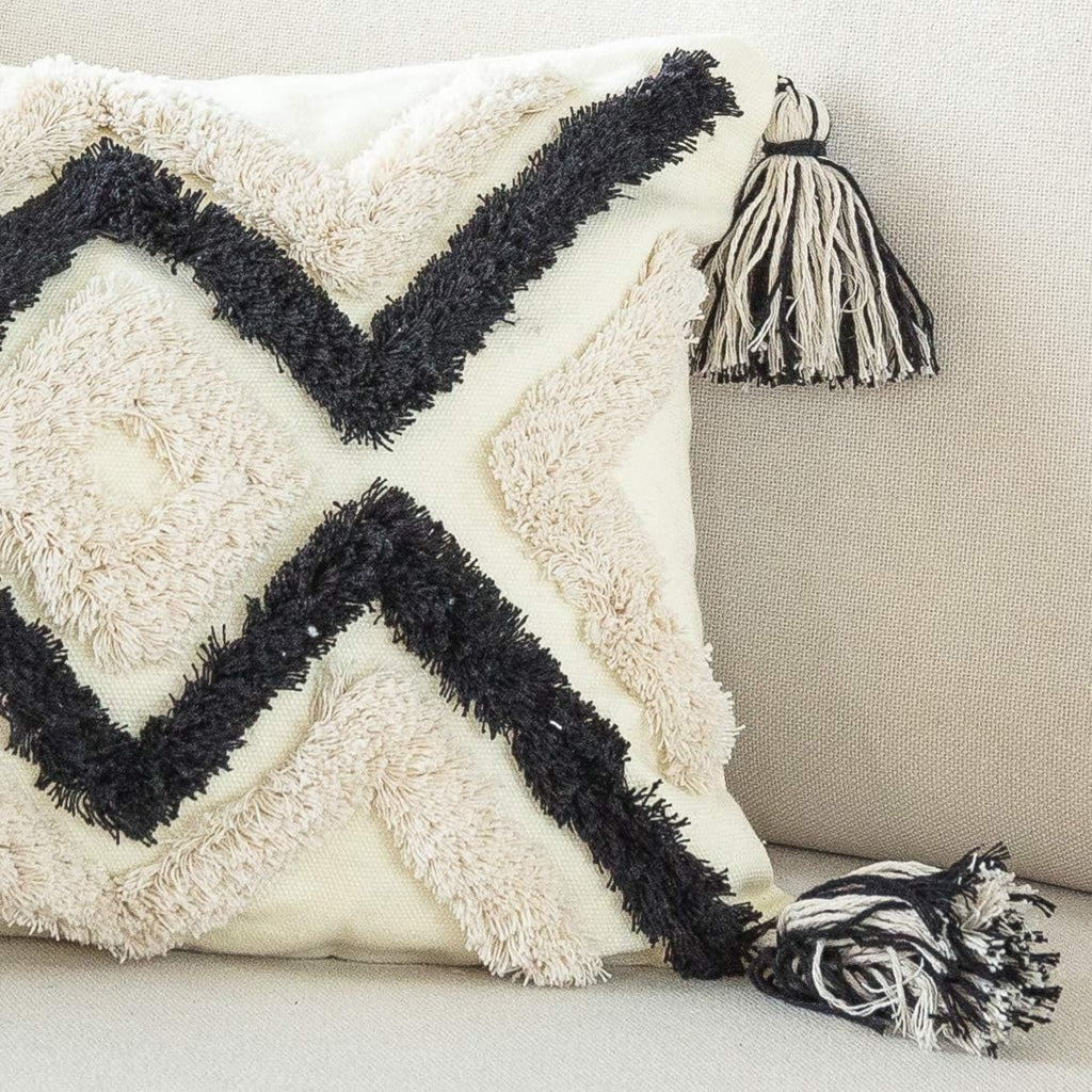 Tufted Boho Fabric Throw Pillow Cover — 20" - View 2