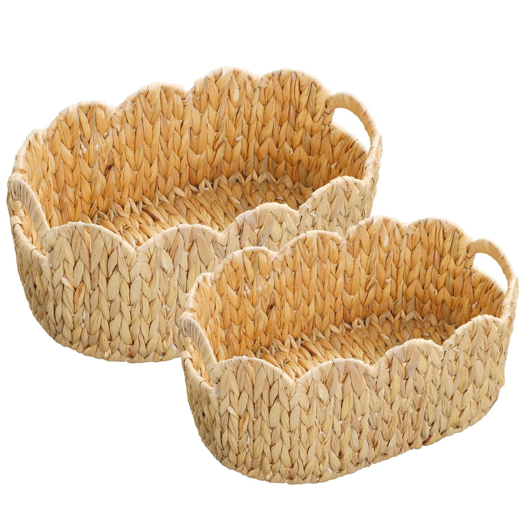 Hand-Woven Boho Rattan Storage Basket — Set of 2