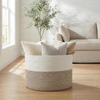 Round Boho Brown Throw Pillow — 21.7" - View 6