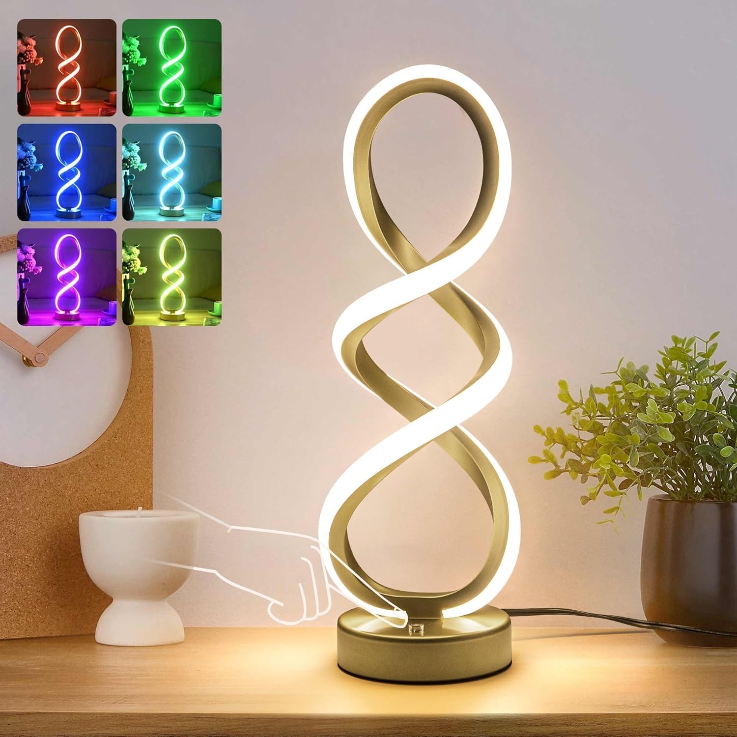 Dimmable Modern Black Bedside Lamp — 10-Light — Gold