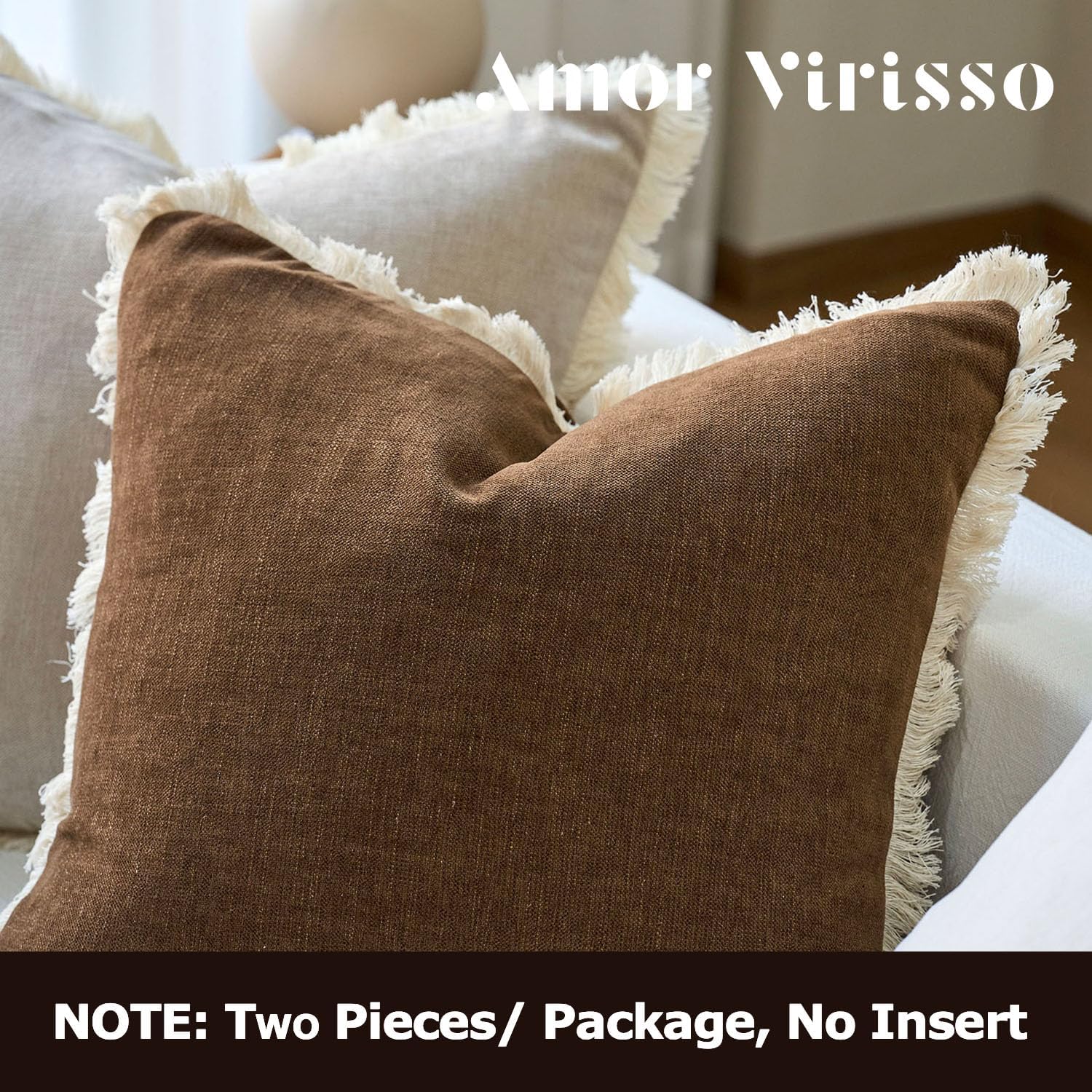 Boho Beige Throw Pillow Cover — 18" - View 3