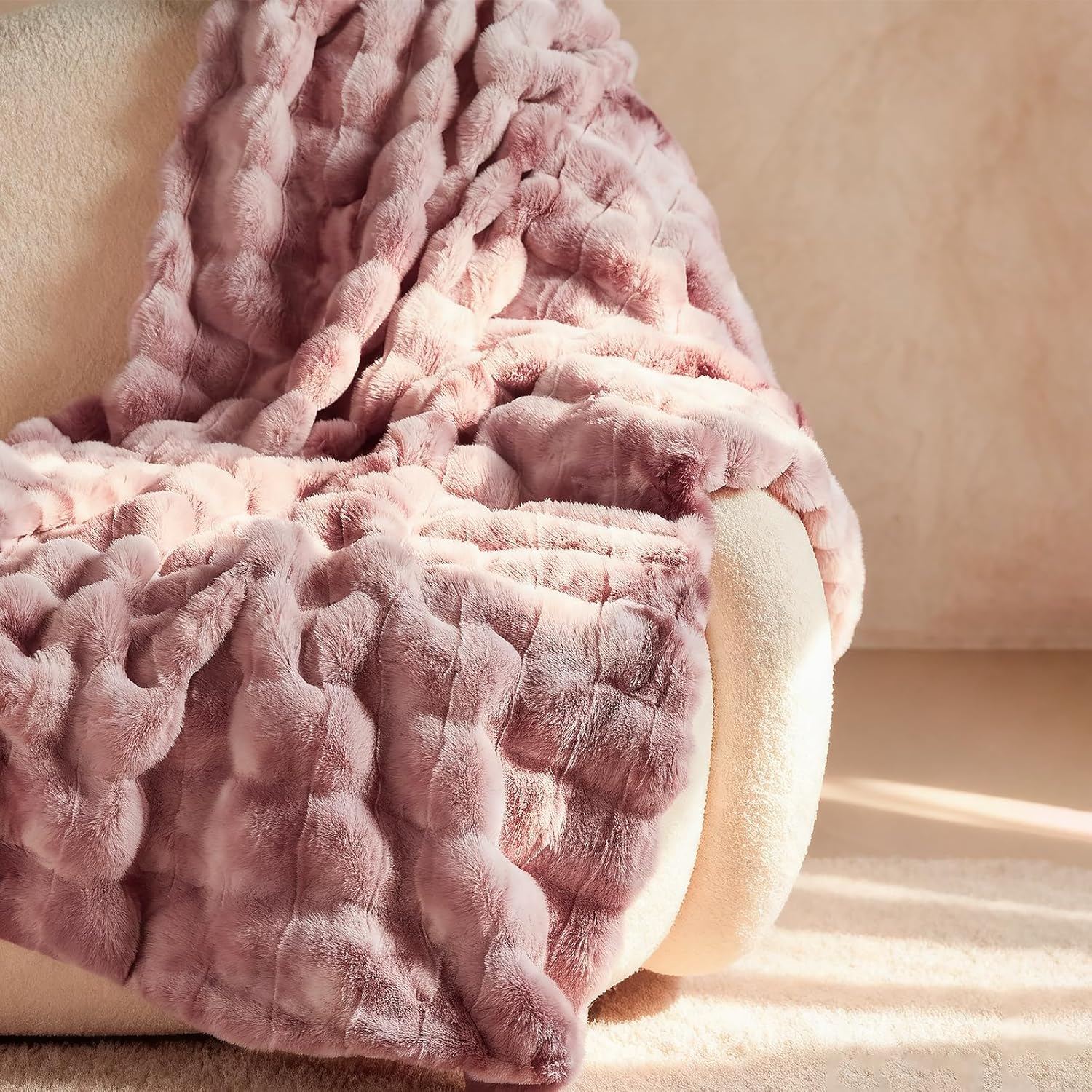 Luxe Beige Throw Pillow — 50x60 — Regal Mauve