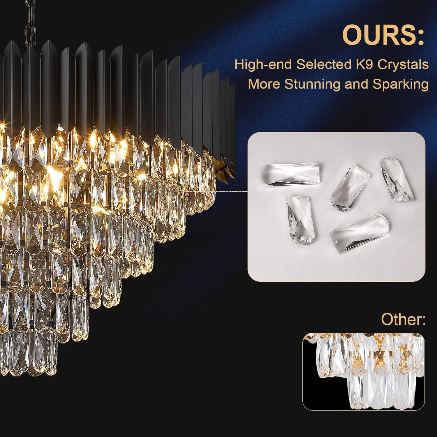 Round Luxe Black Chandelier — 30" - View 3
