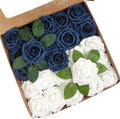 Beige Artificial Flowers — Blue and White