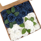 Beige Artificial Flowers — Blue and White