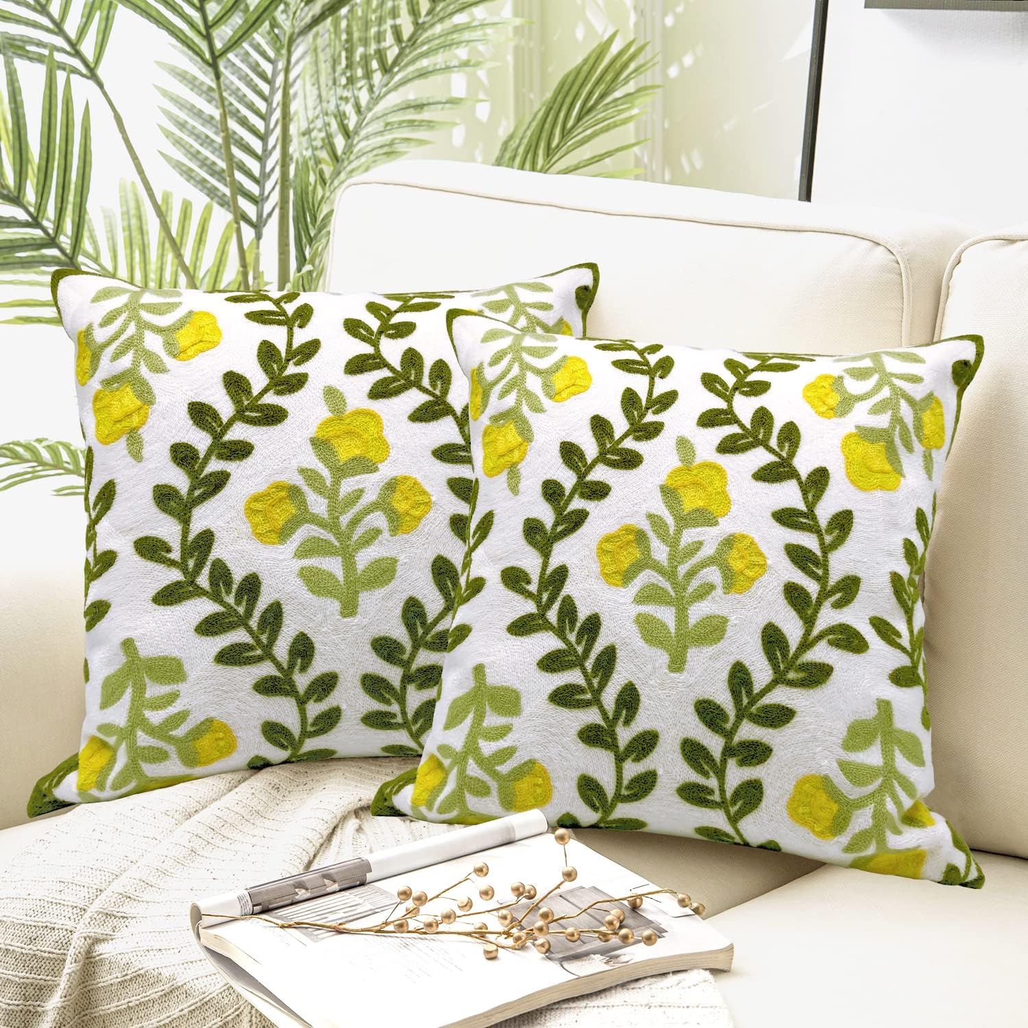 Tufted Boho Blue Throw Pillow Cover — 18" — 18" x 18" (Pack of 2)