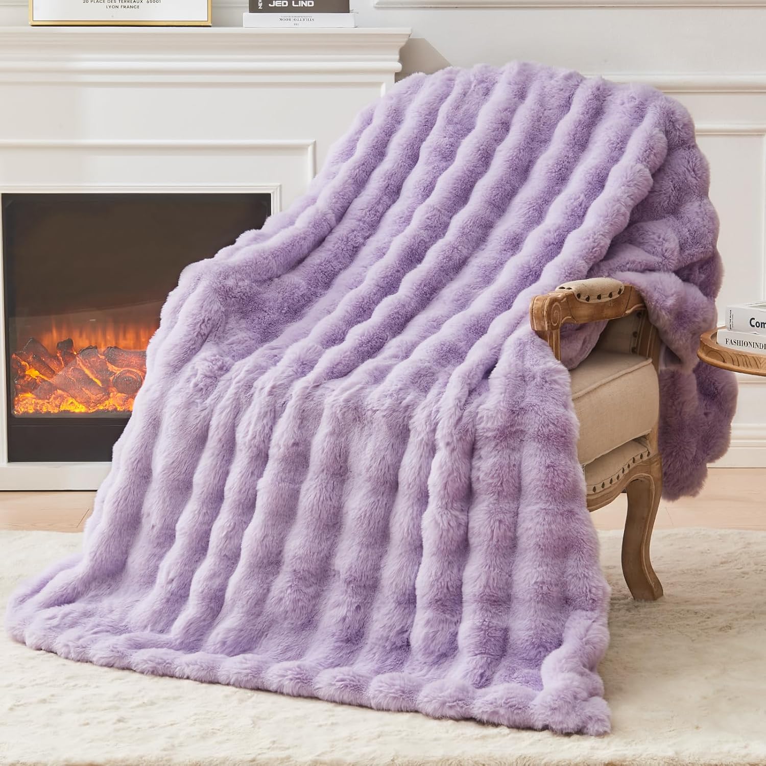 Boho Beige Throw Pillow — 50" — 17-fur Purple