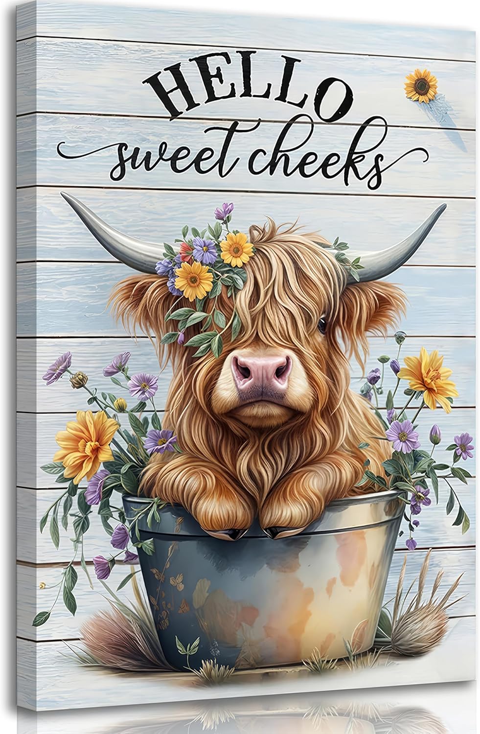 Metal Canvas Wall Art — 16" — Highland cow
