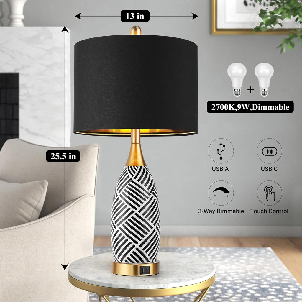 Dimmable Luxe Ceramic Bedside Lamp — 25.5" - View 5
