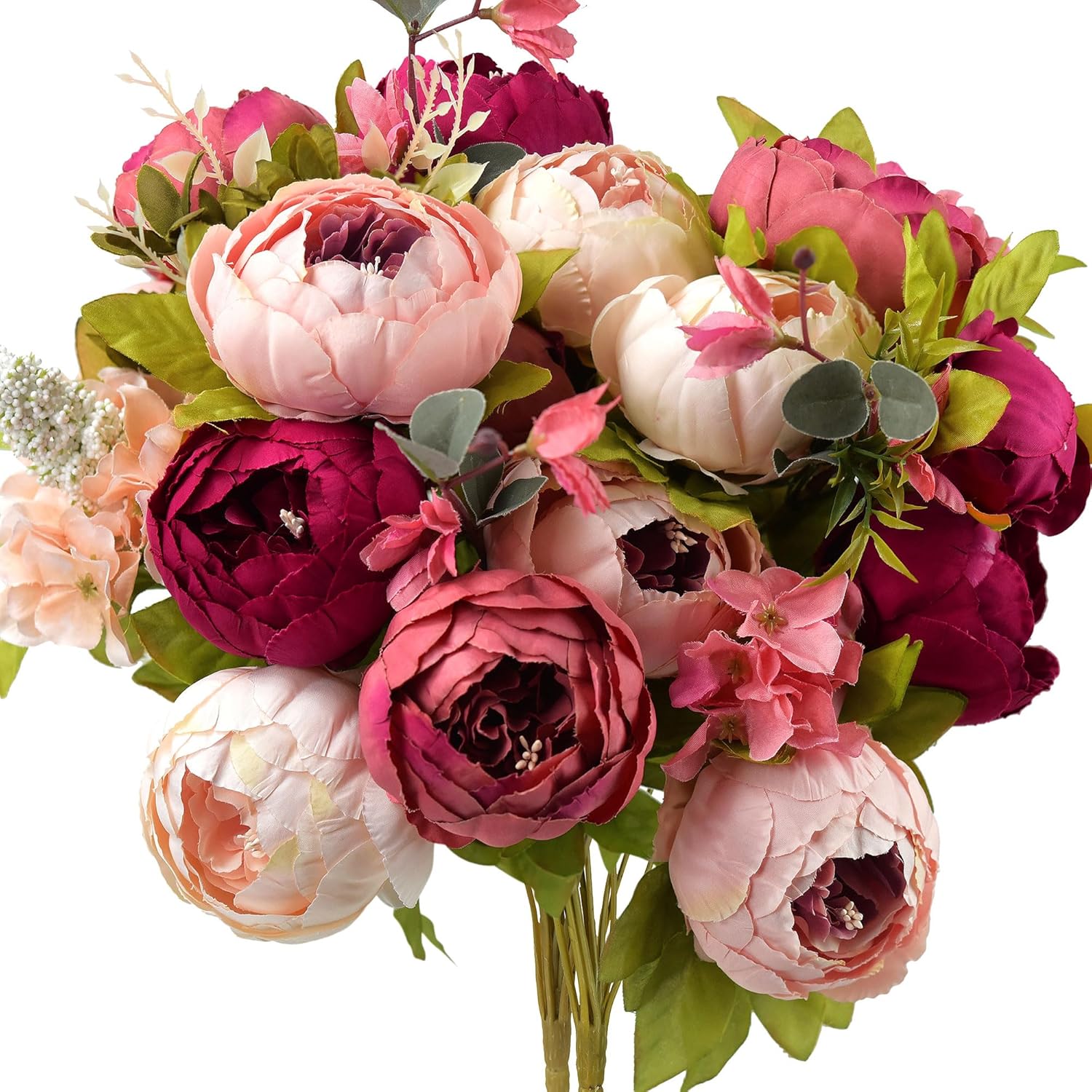 Vintage Blue Artificial Plant — Passion Blush (Pinkish Red and Dusty Pink)