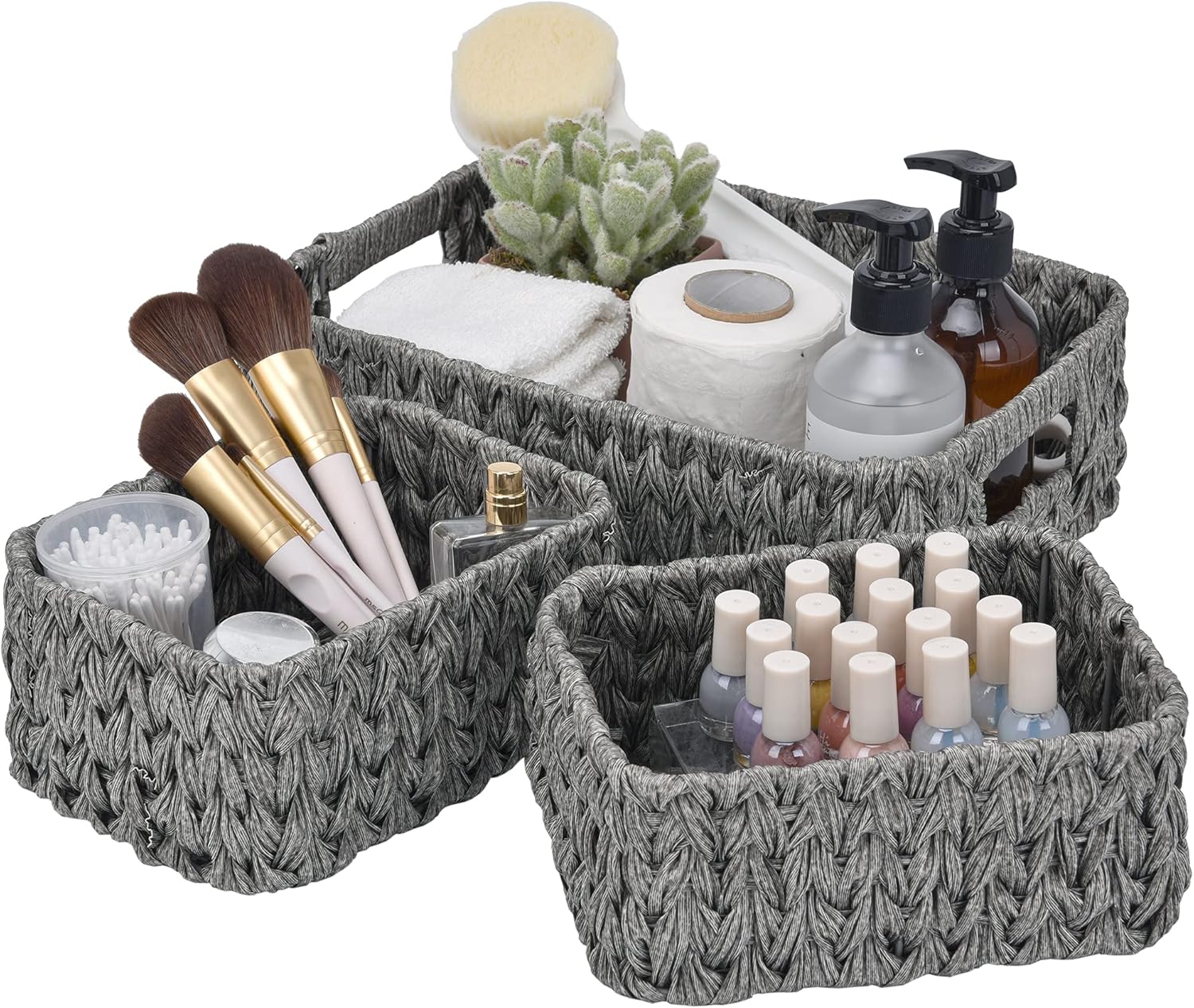 Black Storage Basket — 13" — 13"L x 9"W x 4"H + 2x 7¾"L x 5¾"W x 3½"H