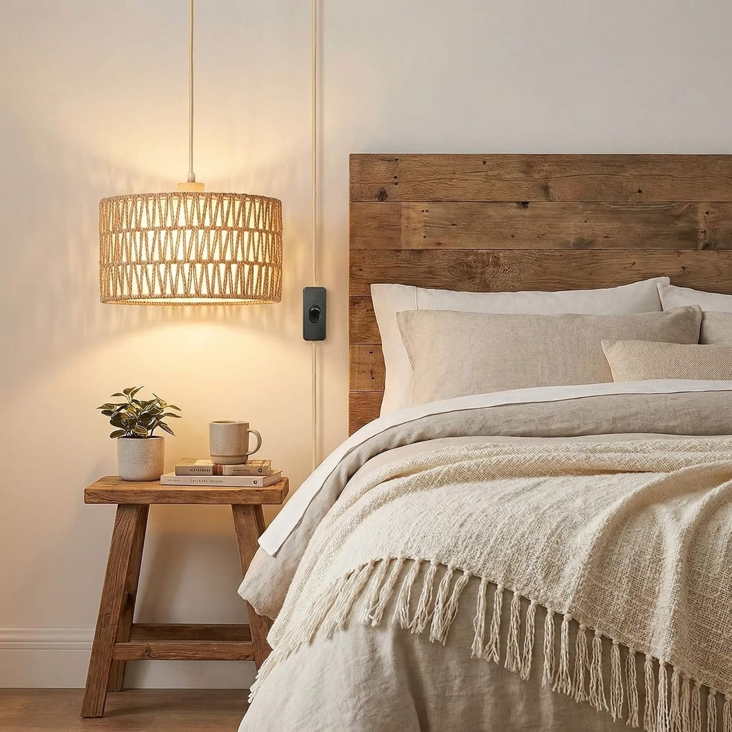 Dimmable Boho Fabric Pendant Light - View 4