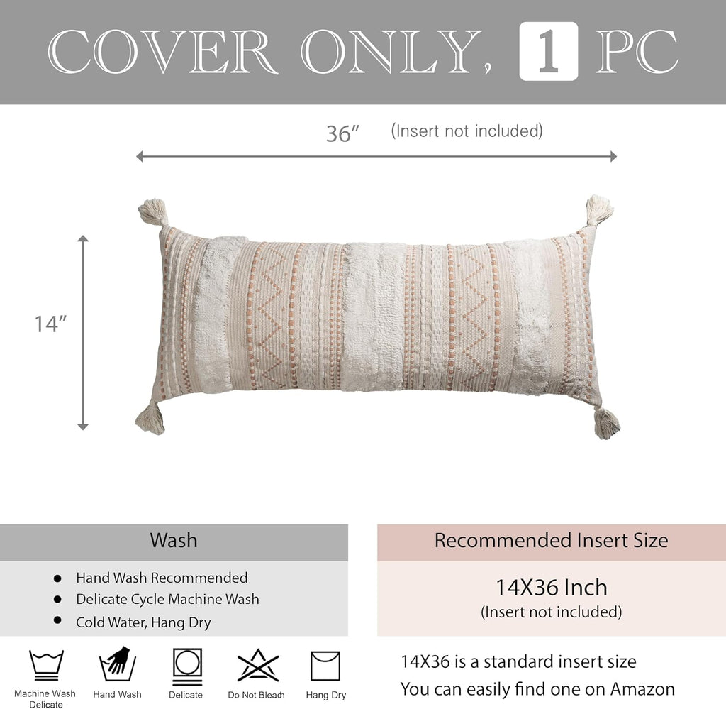 Tufted Boho Beige Pillow Cover — 36" - View 4