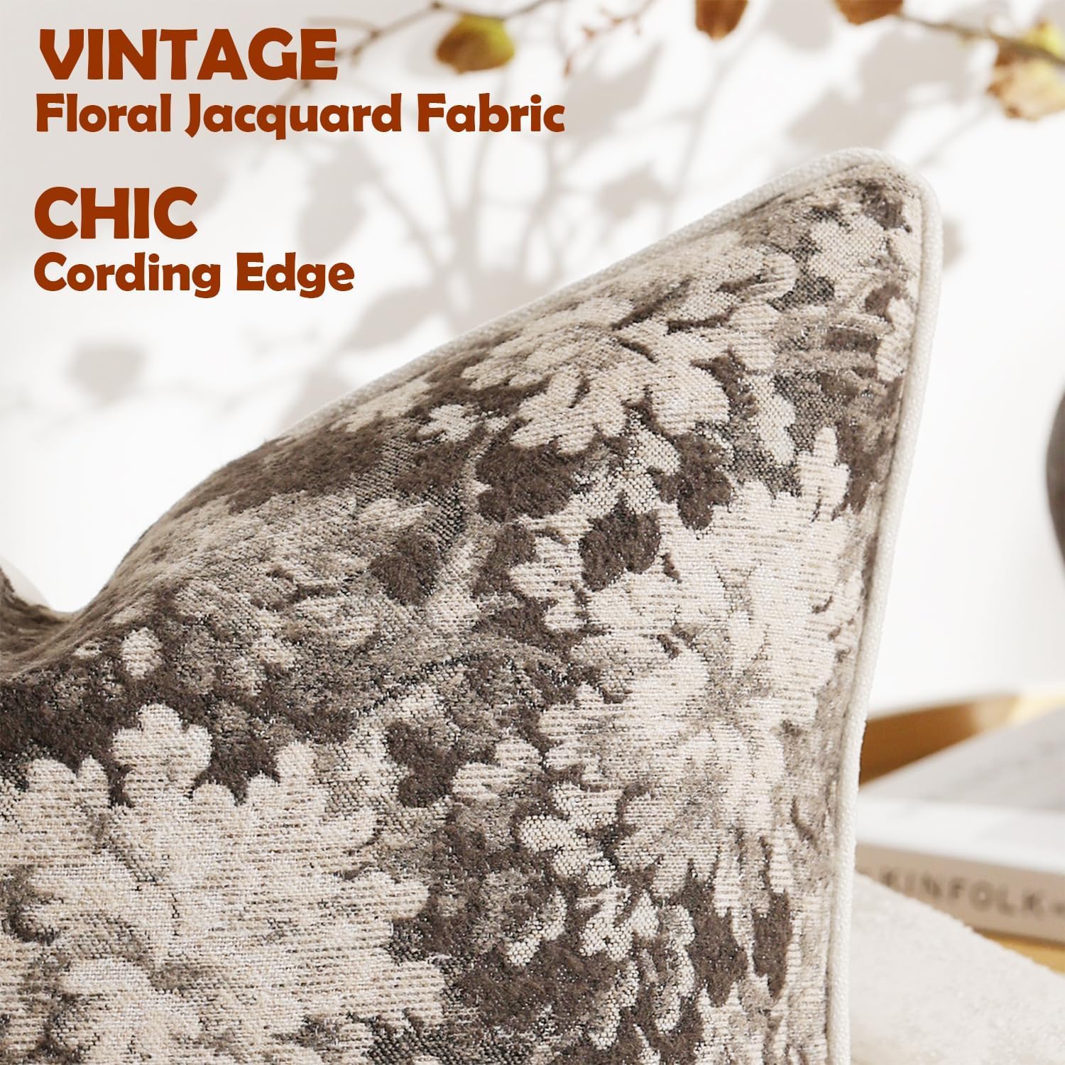 Chenille Boho Beige Throw Pillow — 26" - View 2