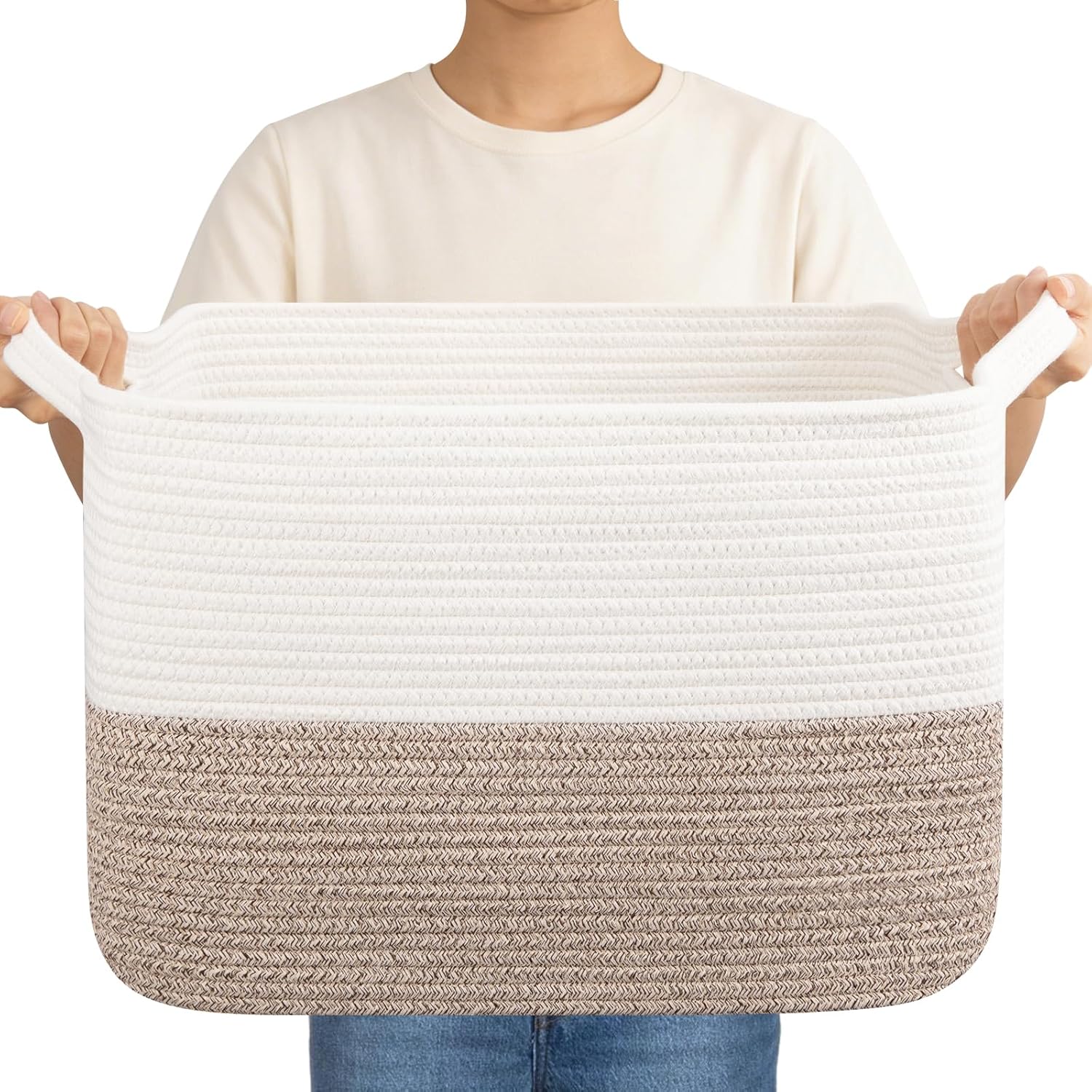 Boho Black Storage Bin — 13" — Brown and White