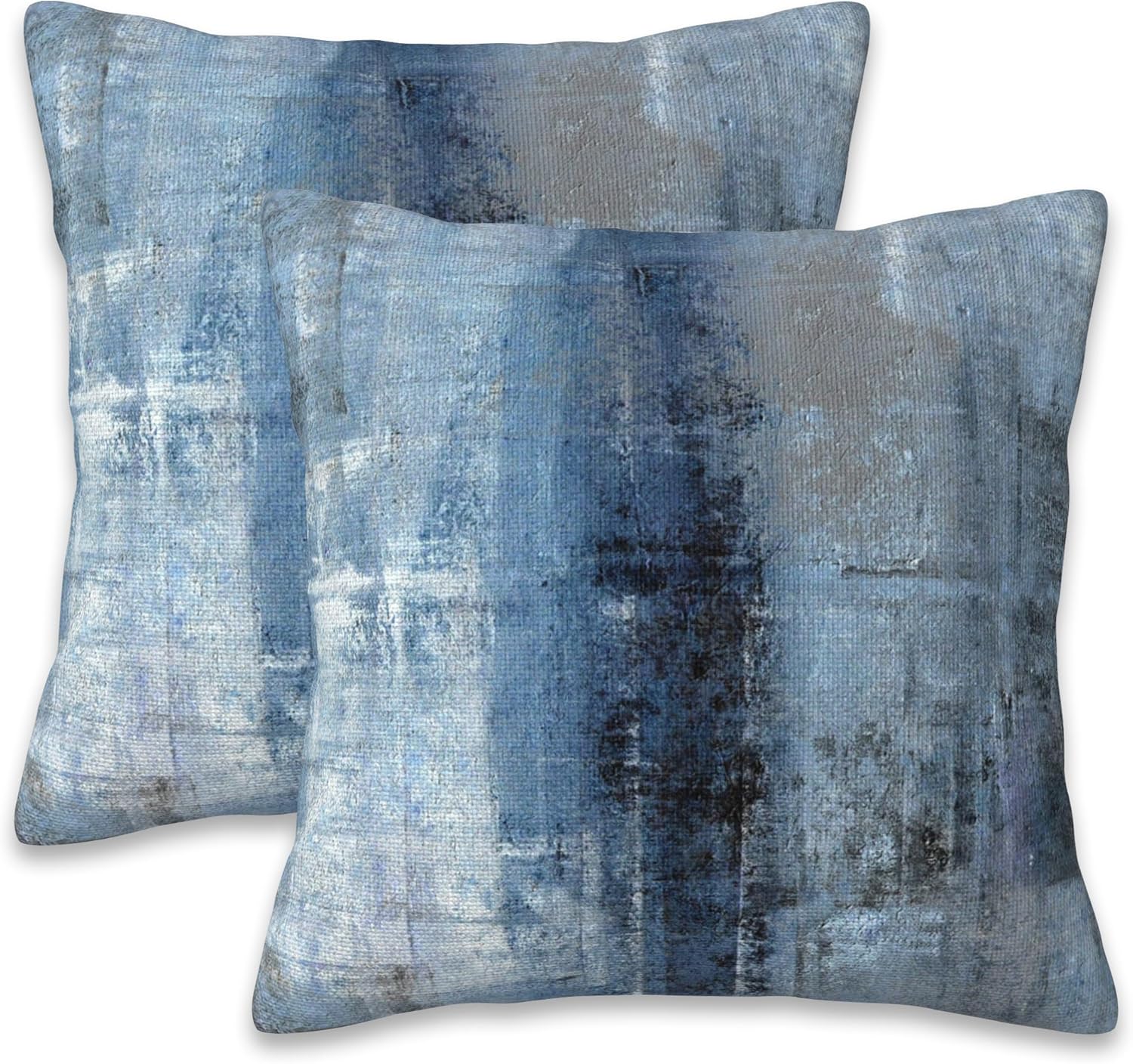 Boho Blue Throw Pillow Cover — 20" — Blue and Grey Abstract Art