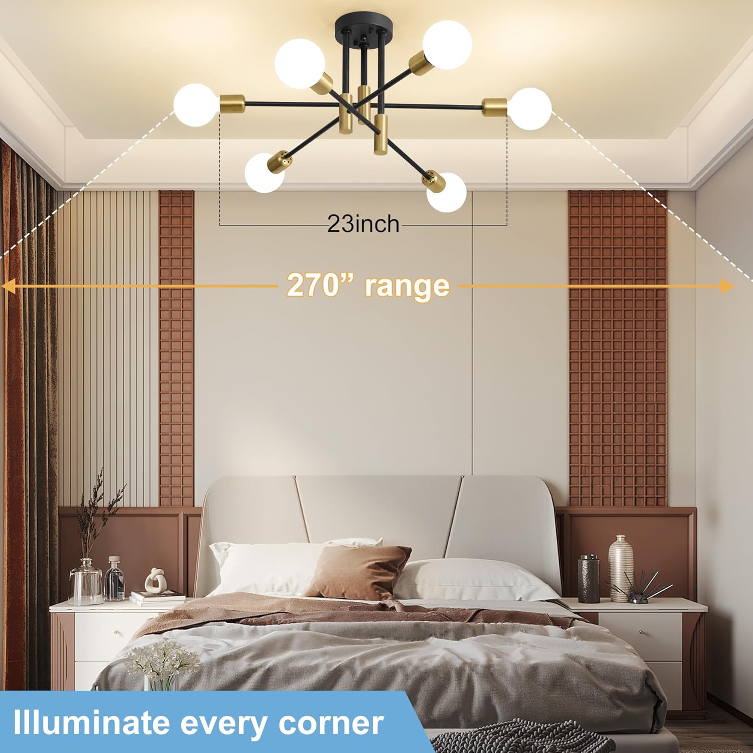 Luxe Black Chandelier — 6-Light - View 6