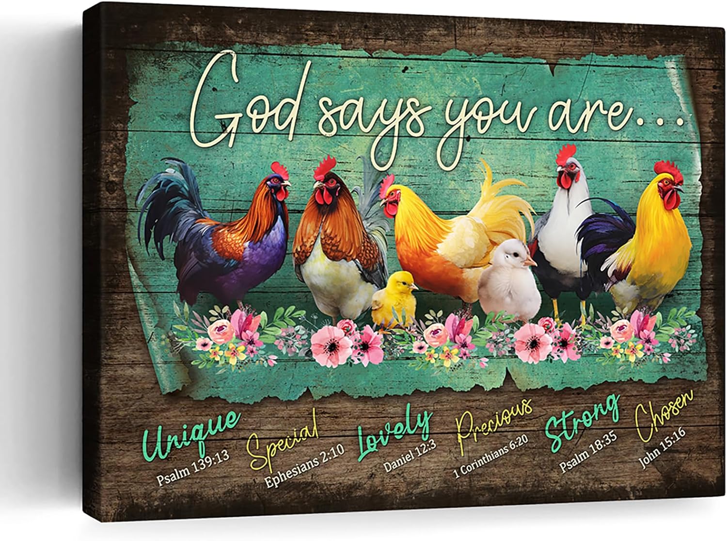 Framed Farmhouse Fabric Wall Decor — 12" — God Says You Are Rooster