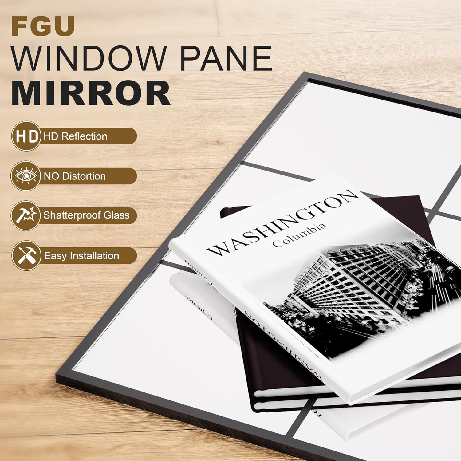 Framed Black Wall Mirror — 40" - View 5