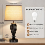 Dimmable Farmhouse Metal Bedside Lamp - View 2