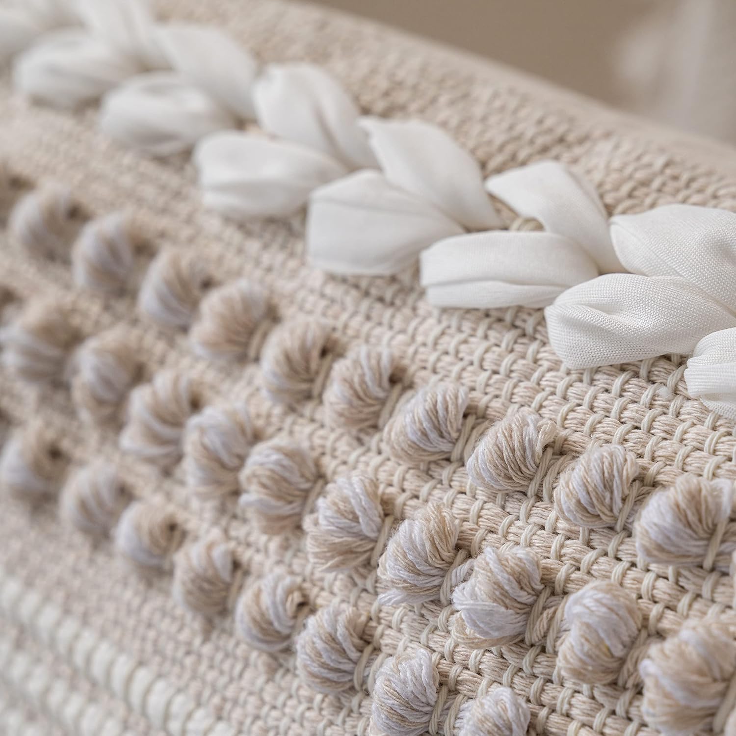 Lumbar Boho Beige Throw Pillow Cover — 36" - View 17
