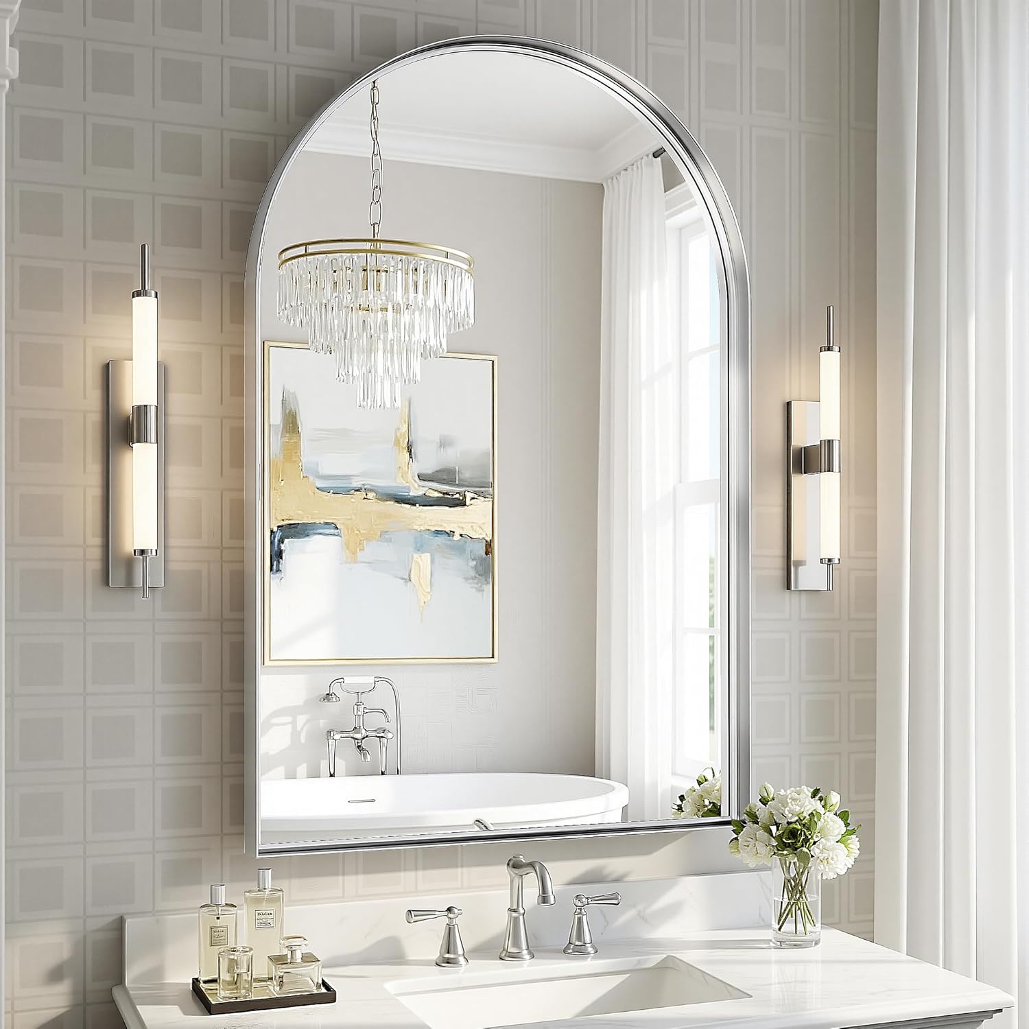 Metal Round Mirror — 30" — 36"L x 24"W