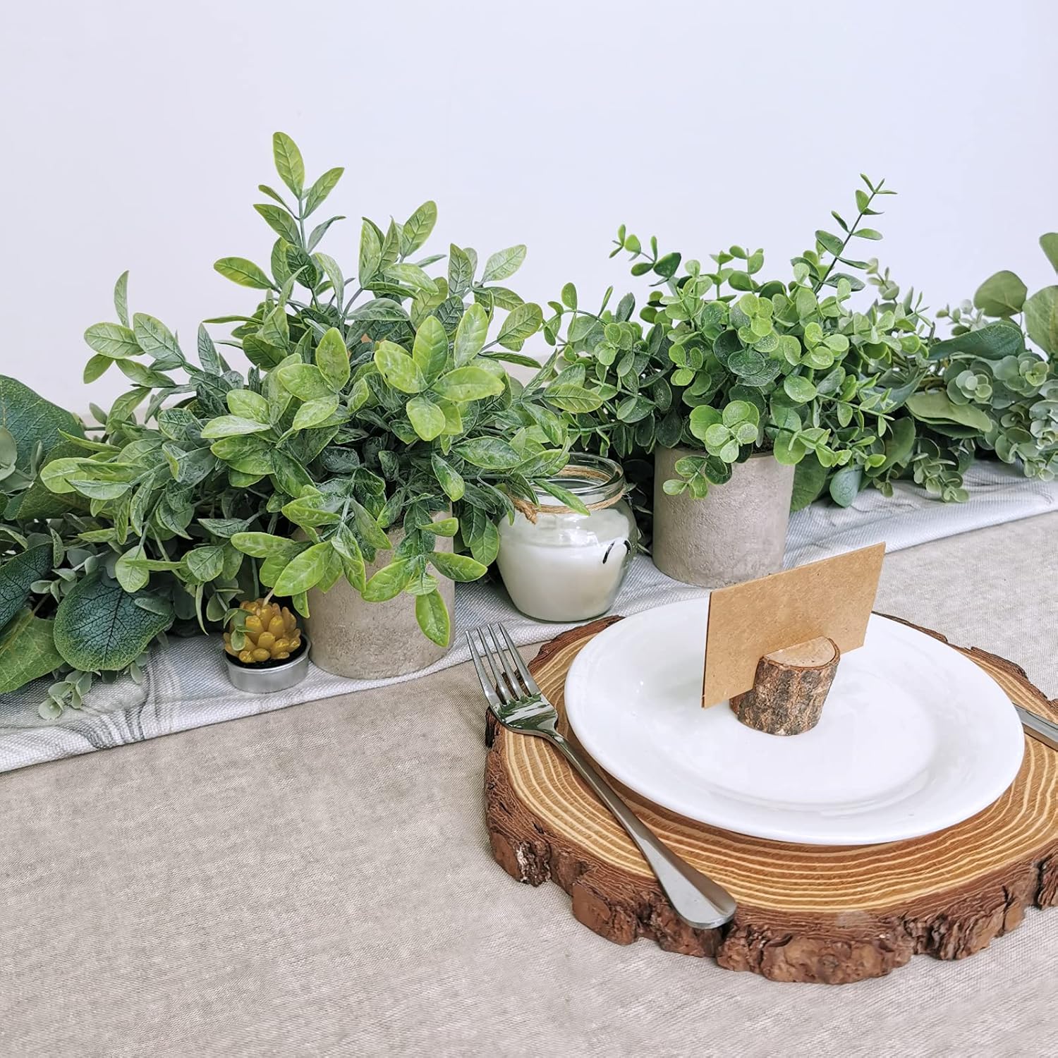Farmhouse Wood Artificial Plant — Set of 2 - View 3