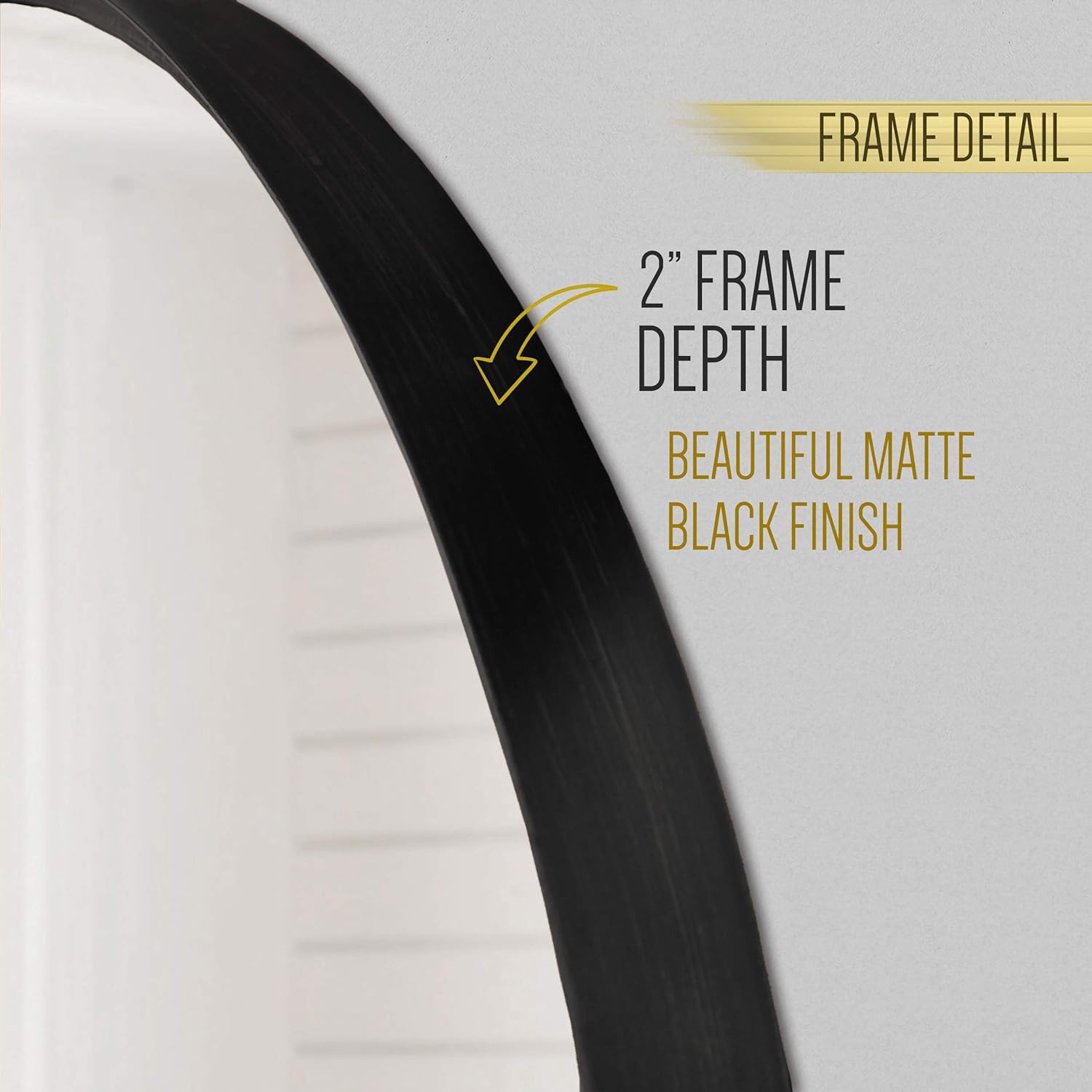 Round Boho Black Wall Mirror — 5" - View 4