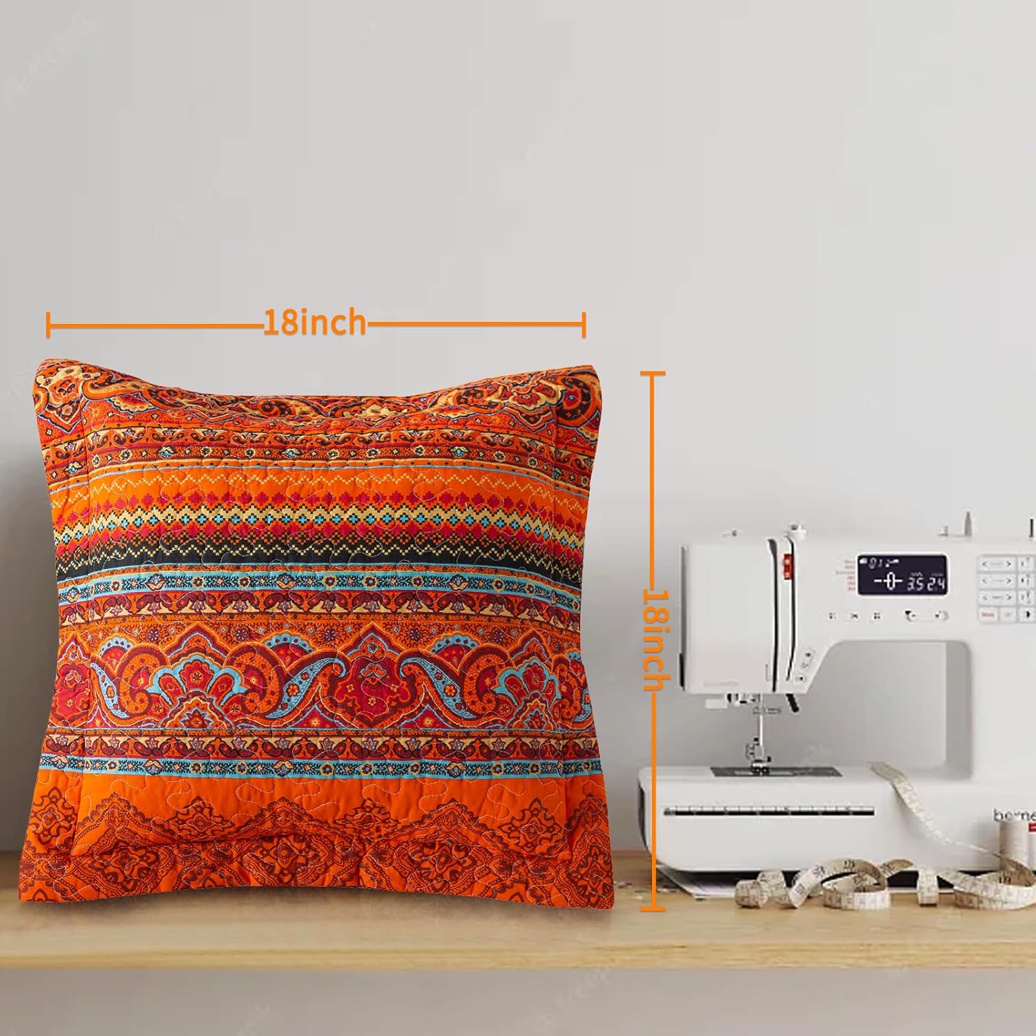 Boho Blue Throw Pillow Cover — 18" - View 2