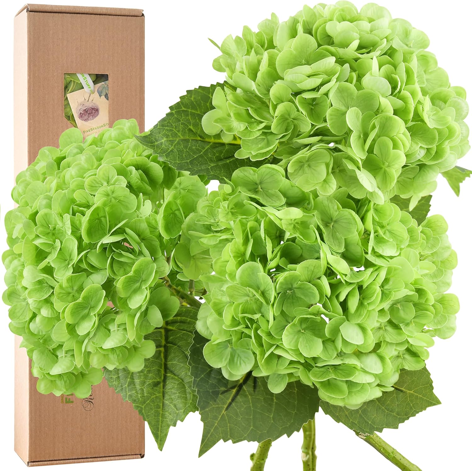 Blue Artificial Flowers — Vibrant Lime Green (3 Stems)