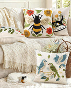 Embroidered Boho Fabric Throw Pillow Cover — 18" - View 6
